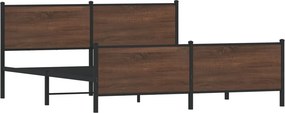 vidaXL Σκελετός Κρεβ. Χωρίς Στρώμα Καφέ Δρυς 183x213 εκ. Μεταλλικό
