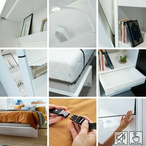 Κρεβάτι - ντουλάπα Concept Pro Lenart AH103, Διπλό, Γκρι, 180x200, Πλαστικοποιημένη μοριοσανίδα, Τάβλες για Κρεβάτι, 191x228x217cm | Epipla1.gr