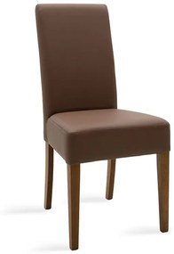 Intrahome Καρέκλα ROCKYA Intrahome PU ανοικτό καφέ-πόδι μασίφ ξύλο καρυδί | SKU: INTRAPA-158111143