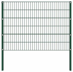 vidaXL Πάνελ Περίφραξης με Στύλους Σιδερένιο Πράσινο 349 x 120 εκ.