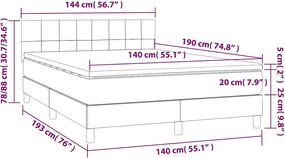 vidaXL Κρεβάτι Boxspring με Στρώμα Μαύρο 140x190 εκ. Βελούδινο