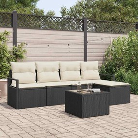 vidaXL Σετ Καναπέ με μαξιλάρι 6 pcs Μαύρο συνθετικό ρατάν