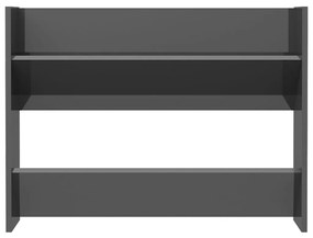 vidaXL Παπουτσοθήκη Τοίχου Γυαλιστερό Γκρι 80x18x60εκ. από Μοριοσανίδα