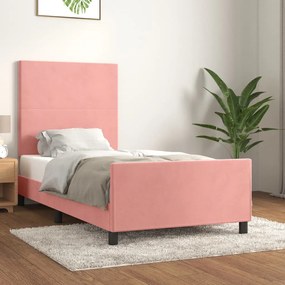 Πλαίσιο Κρεβατιού με Κεφαλάρι Ροζ 90x190 εκ. Βελούδινο