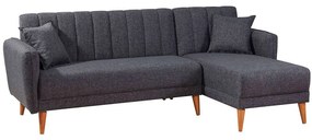 Καναπές - Κρεβάτι Γωνιακός (Δεξιά Γωνία) Aqua 867UNQ1404 225x150x85cm Dark Grey