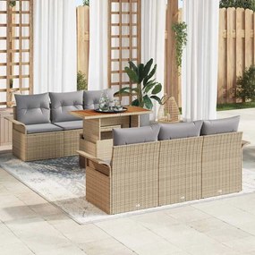 vidaXL Σετ Καναπέ Κήπου 7 pcs μπεζ και ανοιχτό γκρι 100 x 55 x 73 εκ