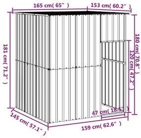 vidaXL Σπιτάκι Σκύλου με Οροφή Αν. Γκρι 165x153x181 εκ Γαλβαν. Χάλυβας