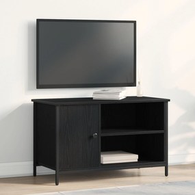 vidaXL Κάστρο Τηλεόρασης Μαύρο Δρυς 80x40x50 εκ Επεξεργασμένο Ξύλο και Χάλυβας
