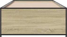vidaXL Πλαίσιο Κρεβατιού Sonoma Δρυς 75 x 190 εκ. Επεξ. Ξύλο &amp; Μέταλλο