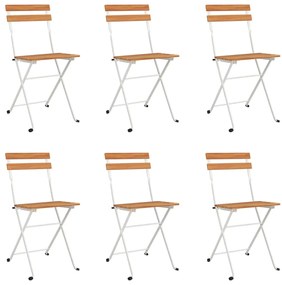 vidaXL Καρέκλες Bistro Πτυσσόμενες 6 τεμ. Μασίφ Ξύλο Ακακίας + Ατσάλι