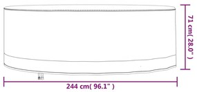 Καλύμματα Επίπλων Κήπου 2 τεμ. Ø 244x71 εκ. 600D Ύφασμα Oxford - Μπεζ