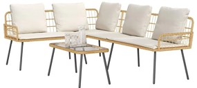 vidaXL Σετ Καναπέ Κήπου με μαξιλάρι 2 pcs Φυσικό συνθετικό ρατάν