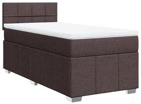 Κρεβάτι Boxspring με Στρώμα Σκούρο Καφέ 80x200 εκ. Υφασμάτινο - Καφέ