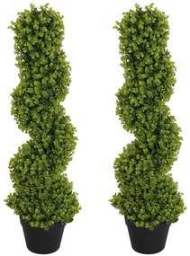 HOMCOM Σετ 2 Τεχνητών Φυτών σε Γλάστρα, Τεχνητά Φυτά για Σπίτι, Εσωτερικού Χώρου, Εξωτερικού Χώρου, 90 cm, Πράσινο