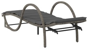 vidaXL Ξαπλώστρες 2 τεμ. Γκρι από Συνθετικό Ρατάν με Τραπέζι