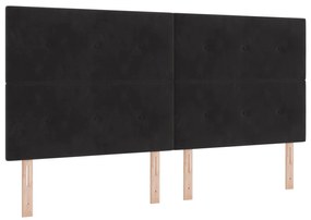 vidaXL κρεβάτι με στρώμα Box Spring  Μαύρο 200x200 εκ Βελούδο