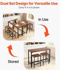 VEVOR Bar Table, 3PCS 1193.8mm Bars Tables Set, Bar Tables and Chair Set with Rounded Edge Design, Rectangular Pub Table with Two Stools for Office Desk, Breakfast Corner, Mini Bars, Rustic Brown