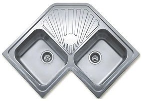 Teka Γωνιακός/Angular 2C 1E Inox Ένθετος Λείος Νεροχύτης