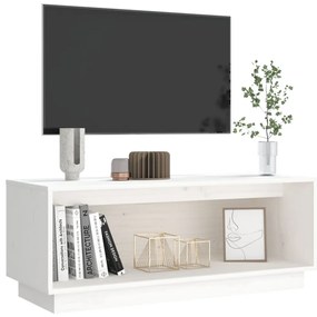 vidaXL Έπιπλο Τηλεόρασης Λευκό 90x35x35 εκ. από Μασίφ Ξύλο Πεύκου