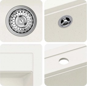 vidaXL Σιντρινο Λευκό 470 x 440 mm Γρανίτης