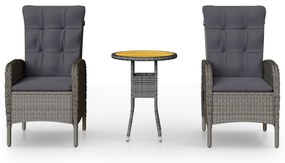 vidaXL Σετ Επίπλων Bistro Κήπου 3 τεμ. Γκρι από Συνθετικό Ρατάν