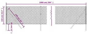 vidaXL Συρματόπλεγμα Περίφραξης Ανθρακί 1,1 x 10 μ.