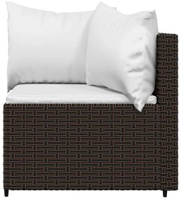 vidaXL Καναπέδες Κήπου Γωνιακοί με Μαξιλάρια 2 τεμ. Καφέ Συνθ. Ρατάν