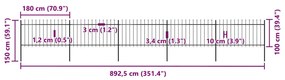 vidaXL Φράχτης Κήπου με Κορυφή Δόρυ από Ατσάλι 892,5 x 100 εκ. Μαύρος
