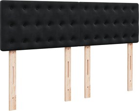 vidaXL Κρεβάτι Boxspring με Στρώμα Μαύρο 140x190 εκ. Βελούδινο