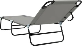 vidaXL Πτυσσόμενη ξαπλώστρα Γκρι 188 x 57 x 86,5 εκ. Πολυεστέρας
