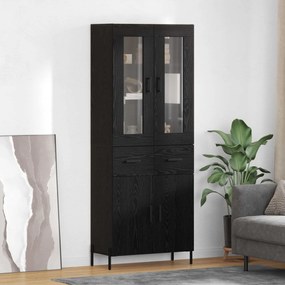 Highboard Μαύρη Οξυά 69,5 x 34 x 180 εκ. Επεξεργασμένο ξύλο