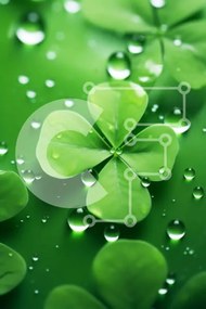 Intra Συλλεκτικό Ξύλινο Παζλ Plywood  4mm - Φόντο φύλλων τριφυλλιού ημέρας του Αγίου Πατρικίου Σε Ξύλινο Κουτί - Διαστάσεις: 10x10 cm – 25 κομμάτια