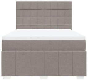 Κρεβάτι Boxspring με Στρώμα Taupe 140x200 εκ. Υφασμάτινο - Μπεζ-Γκρι