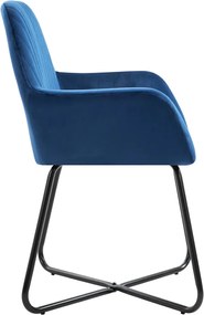 vidaXL Καρέκλες Τραπεζαρίας 4 τεμ. Μπλε Βελούδινες