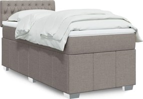 vidaXL Κρεβάτι Boxspring με Στρώμα Taupe 100 x 200 εκ. Υφασμάτινο