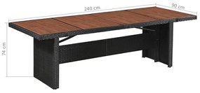 vidaXL Τραπέζι Κήπου 240x90x74 εκ. Συνθετικό Ρατάν/Μασίφ Ξύλο Ακακίας