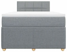 vidaXL Κρεβάτι Boxspring με Στρώμα Ανοιχτό Γκρι 120x190 εκ. Υφασμάτινο