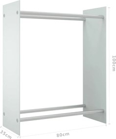 vidaXL Ράφι Καυσόξυλων Λευκό 80 x 35 x 100 εκ. από Ψημένο Γυαλί