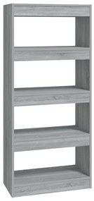 vidaXL Βιβλιοθήκη/Διαχωρ. Χώρου Γκρι Sonoma 60x30x135 εκ Επεξεργ. Ξύλο
