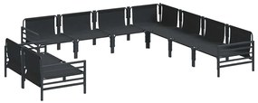 vidaXL Σετ Καναπέ Κήπου 9 pcs Ανθρακί Ατσάλι