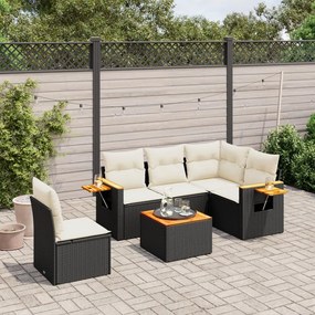 vidaXL Patio Sofa Set 6-θέσια Black and Cream
