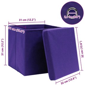 vidaXL Κουτιά Αποθήκευσης με Καπάκια 10 τεμ Μοβ 32x32x32εκ Υφασμάτινα