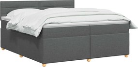 vidaXL Κρεβάτι box spring με στρώμα Σκούρο Γκρι 200 x 200 cm Ύφασμα