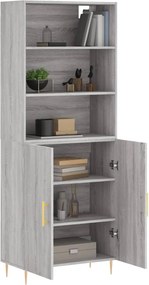 vidaXL Ντουλάπι Γκρι Sonoma 69,5 x 34 x 180 εκ. Επεξεργασμένο Ξύλο