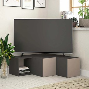 Έπιπλο τηλεόρασης γωνιακό Compact Megapap μελαμίνης χρώμα ανθρακί - ανοιχτή μόκα 94,2x90,6x31,4εκ. - 0214071