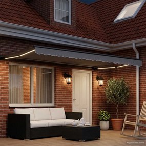 vidaXL Manual Awning Frame with Solar LED 5 x 3,5 m Ανθρακί