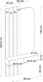 Έπιπλο εισόδου Reyas Megapap χρώμα ανθρακί - sepet oak 90x27x205,6εκ.