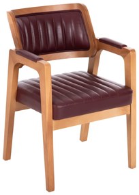 Πολυθρόνα BELMON Ξύλο Καρυδιάς σε Oak και PU σε κερασί 55x57x81Υεκ. 6αδα 55x57x81 εκ.