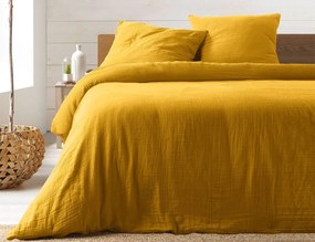 Σετ Υπέρδιπλη Παπλωματοθήκη & 2 Μαξιλαροθήκες Angelia Douceur d'intérieur από βαμβάκι 57TC, με διαστάσεις 220x240cm - Yellow