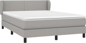 vidaXL Κρεβάτι Boxspring με Στρώμα Ανοιχτό Γκρι 140x200 εκ. Υφασμάτινο